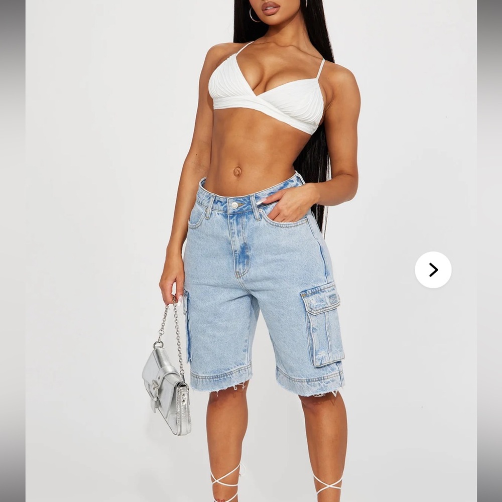 Women’s Denim Cargo Bermuda Shorts